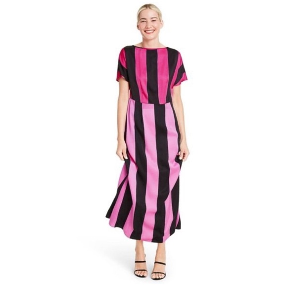 Christopher John Rogers x Target Pink and Black striped dress size 4 - Picture 2 of 7
